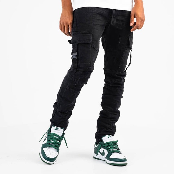 Thrt ROGUE DENIM BLACK CARGO SKINNY JEANS - Picture 2 of 4